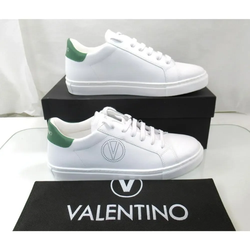 VALENTINO By Mario Valentino Petra Lace Up Logo Sneakers White / Green Size 8.5